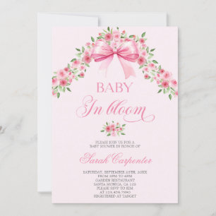 Invitation Bows Et Fleurs Fille Baby shower
