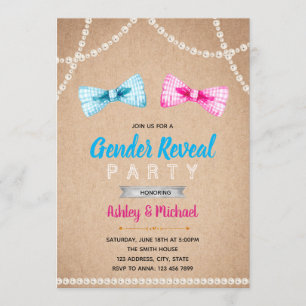 Invitation Bowtie Gentie révéler l'invitation de la fête