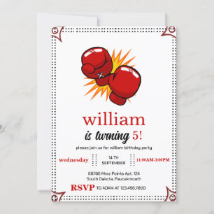 Invitation boxe anniversaire 5e 4e 6e 7e 8e 9e 10e