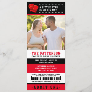 Invitation Boxe rouge Baby shower Couples de billets