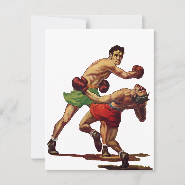 Invitation Boxe sportive vintage, boxeurs en combat (Devant)