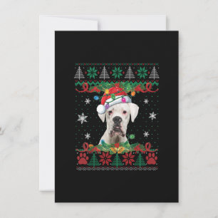 Invitation Boxer blanc Noël Père Noël Amoureux des chiens lai