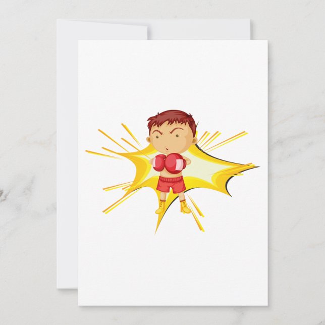 Invitation Boxer pour enfants en gants et shorts rouges (Devant)