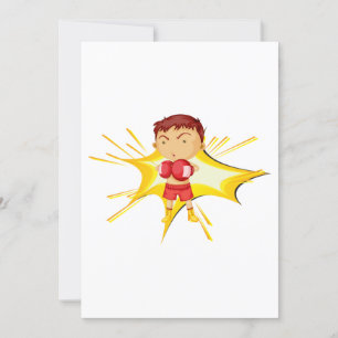 Invitation Boxer pour enfants en gants et shorts rouges