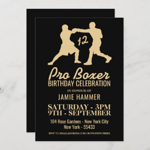 Invitation Boxers Silhouette Birthday Party