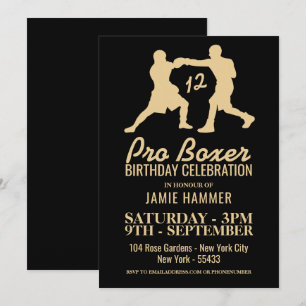 Invitation Boxers Silhouette fête d'anniversaire