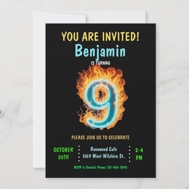 Invitation Boy 9th Birthday Invitation, Boy 9th Birthday (Devant)