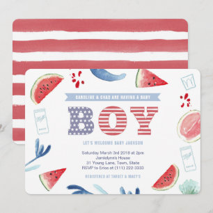 Invitation Boy America Jack et Jill Baby shower