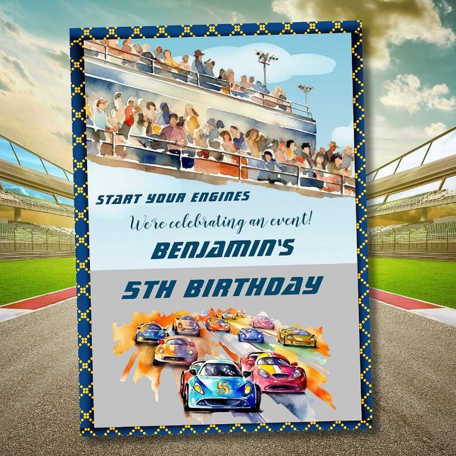Invitation Boy Auto Voiture Racing Thème 5ème Anniversaire (Créateur téléchargé)