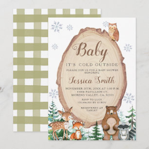 Invitation Boy Baby shower Animaux d'hiver Woodland Invitatio
