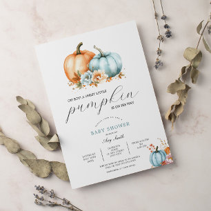 Invitation Boy Baby shower Automne Citrouille Rustique