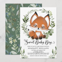 Boy Baby shower Boy de renard botanique de bois