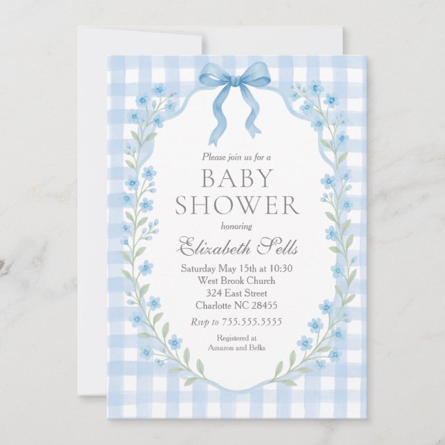 Invitation Boy Baby Shower Invitation, Boy baby shower (Devant)
