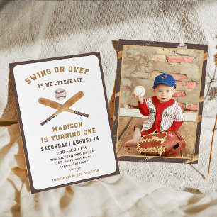 Invitation Boy Baseball Anniversaire Batte Up Photo