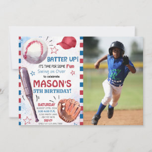 Invitation Boy Baseball Anniversaire Photo