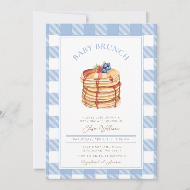 Invitation Boy Berries Pancake Baby shower Brunch (Devant)