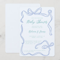 Boy Blue Bow Funky Baby shower dessiné main
