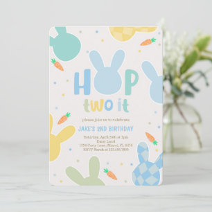 Invitation Boy Blue Bunny 2e anniversaire
