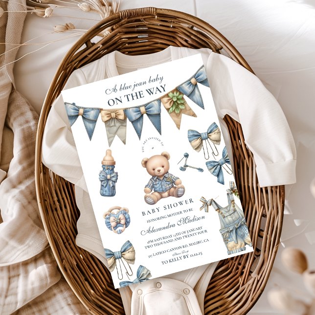 Invitation Boy Blue Jean Baby Denim Baby shower (Créateur téléchargé)