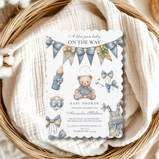 Invitation Boy Blue Jean Baby Denim Baby shower (Créateur téléchargé)