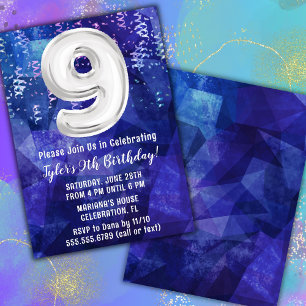 Invitation Boy Blue White 9e Anniversaire