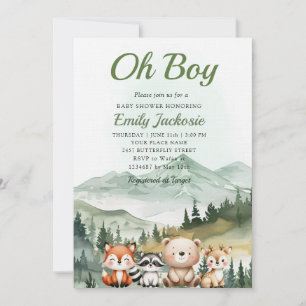 Invitation Boy Boy Boy Boy baby shower animal de forêt