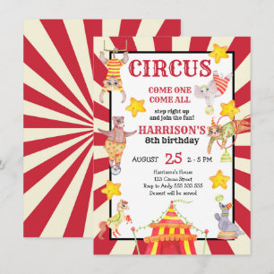 Invitation Boy Circus Party Anniversaire Carnaval