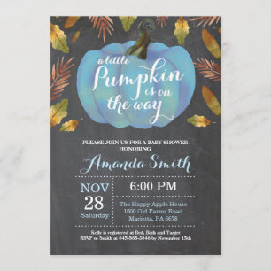 Invitation Boy Citrouille Automne Baby shower Chalkboard