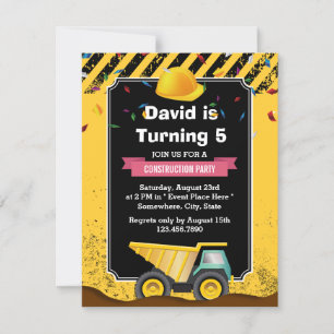 Invitation Boy Construction Camion Camion Anniversaire