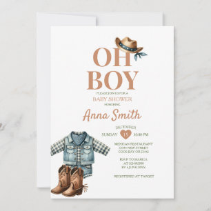 Invitation BOY COWBOY tenue baby shower sud-ouest cactus