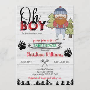 Invitation Boy de Lumberjack Flannel Buffalo Plaid Baby showe