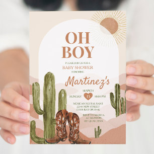 Invitation BOY Desert Texas baby shower sud-ouest cactus
