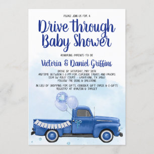 Invitation Boy Drive Via Covid Baby shower Truck