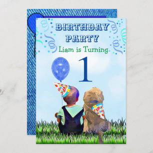 Invitation Boy et son Dog First Birthday Party