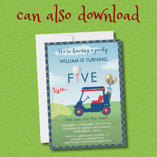 Invitation Boy Golf Thème 5ème anniversaire