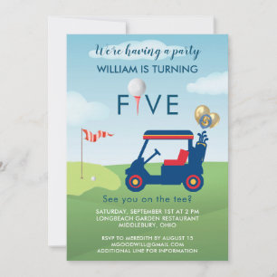 Invitation Boy Golf Thème 5ème anniversaire
