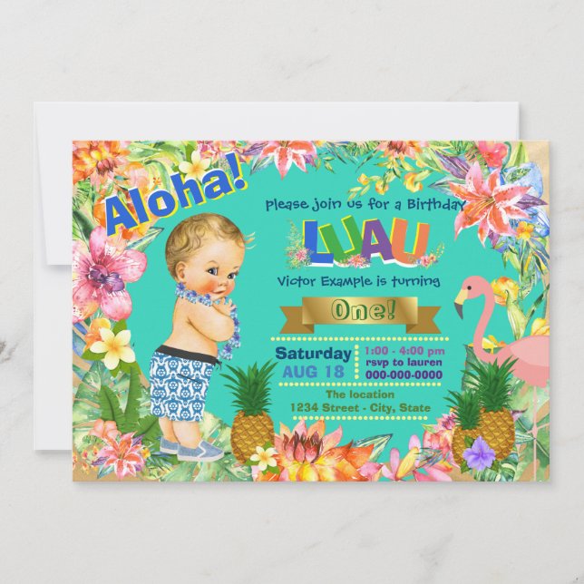 Invitation Boy Hawaiian Luau fête d'anniversaire (Devant)