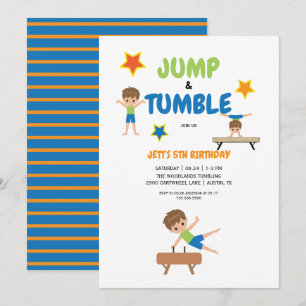 Invitation Boy Jump & Tumble Gymnastique Anniversaire
