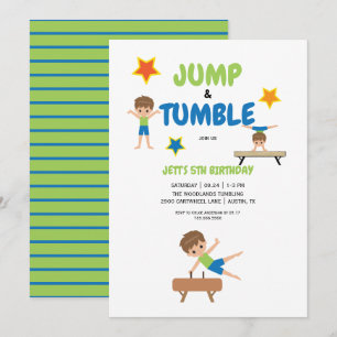 Invitation Boy Jump Tumble Gymnastique Anniversaire