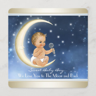 Invitation Boy Moon and Back Baby shower