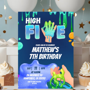 Invitation Boy Neon Bleu Vert Slime High Five