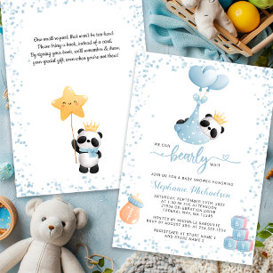 Invitation Boy Panda Bearly Wait Book Baby shower de demande