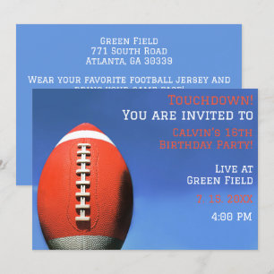 Invitation Boy Party Orange Football Anniversaire