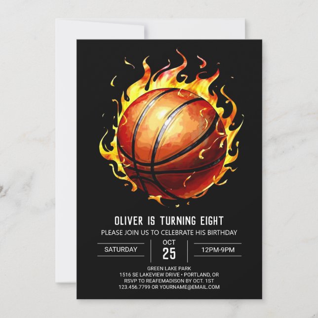 Invitation Boy Pastel Editable Basketball Anniversaire (Devant)