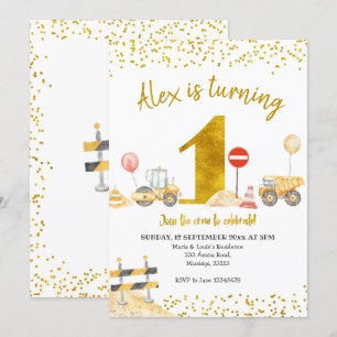 Invitation Boy Premier anniversaire Construction Anniversaire