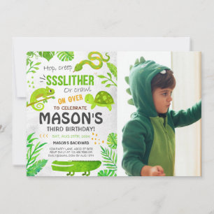 Invitation Boy Reptile Animaux Anniversaire Photo
