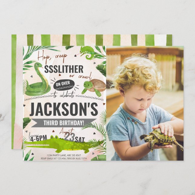 Invitation Boy Reptile Anniversaire Photo (Devant / Derrière)