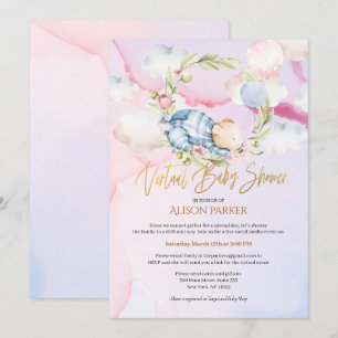 Invitation Boy Teddy Bear Joli Baby shower virtuel