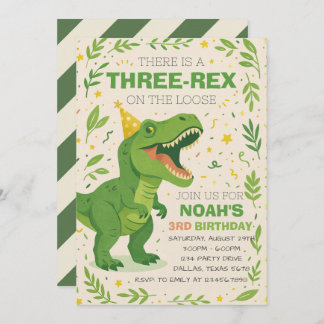 Invitation Boy Three-Rex Dinosaur Birthday