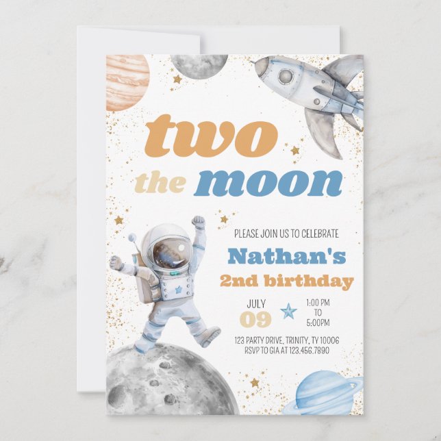 Invitation Boy Two the Moon Anniversaire (Devant)